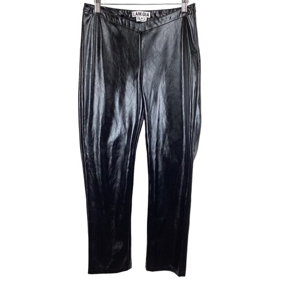 I.AM.GIA Black Faux‎ Leather Pants Size Medium Statement Party Cocktail Dress - Picture 1 of 10
